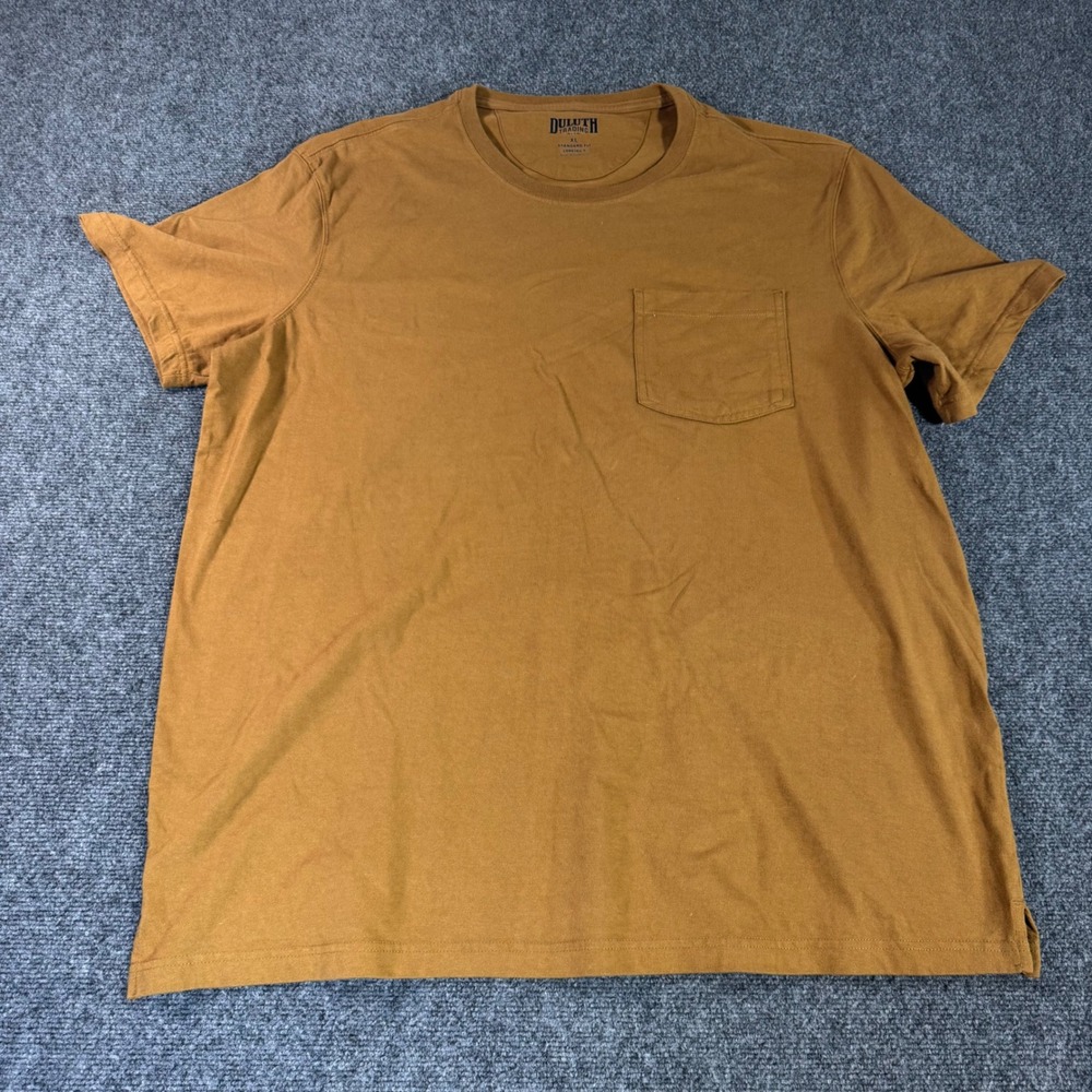 Duluth Trading Co Mens XL Ochre Brown Longtail T Standard Fit Cotton Pocket Tee